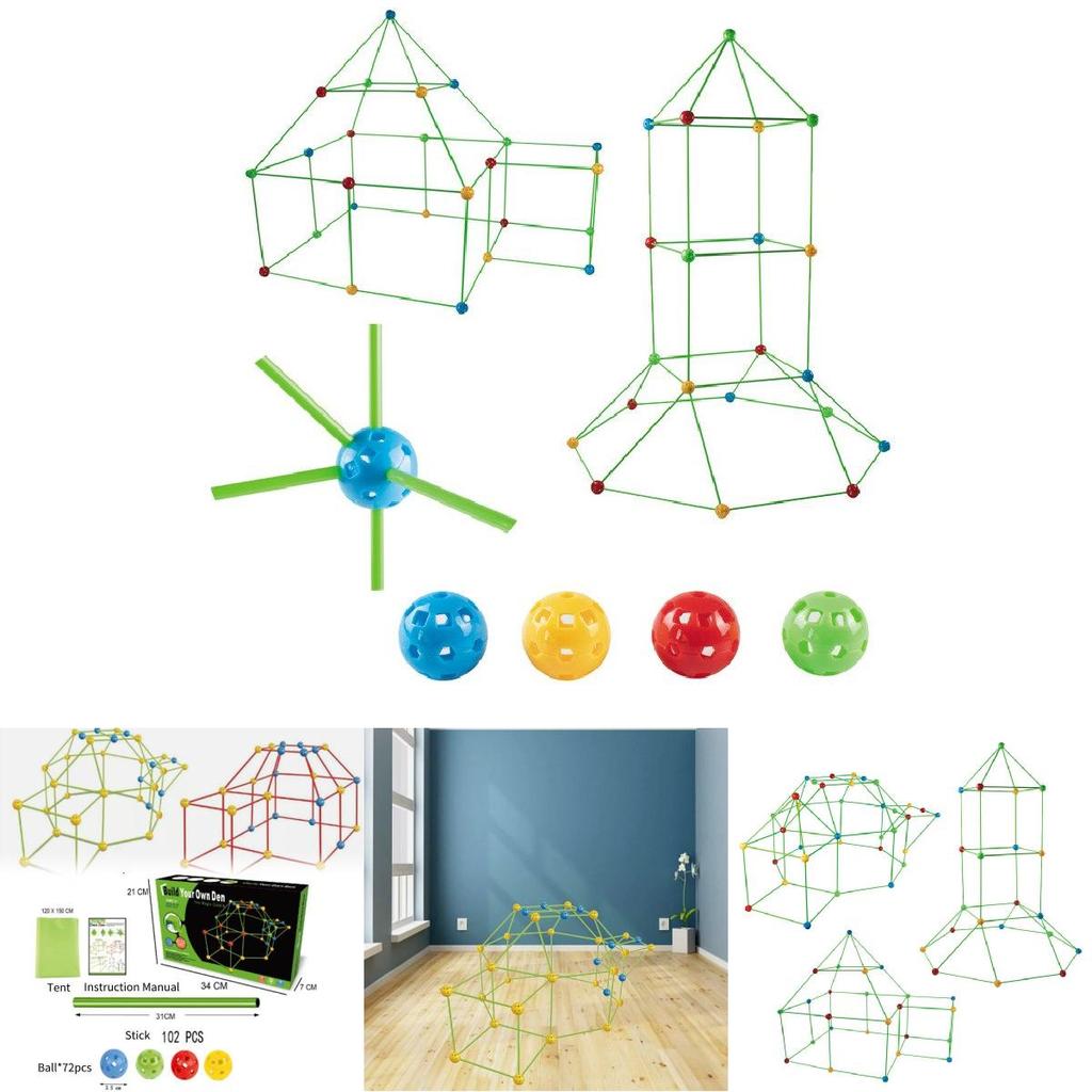 Colorful Diy Tent Building Kit For Kids With Educational Plastic Sticks And Balls