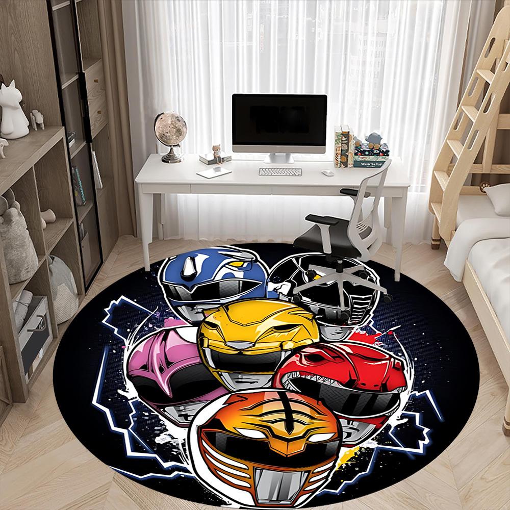 1PC Power Rangers Office Round Rug, Non-slip, Soft and Durable Office Rug for Interior Decoration, Perfect for Office yy250915001