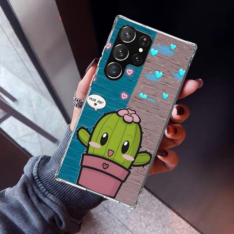 Cartoon Plant Cactus Phone Case For Samsung Galaxy S23 S24 S25 Edge S26 Ultra S22 + S21 Plus S20 FE Cover Silicone Print Shell G
