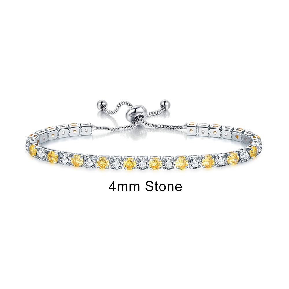 Adjustable Colorful Birthstone Tennis Bracelet for Women Multicolor CZ Crystal Wedding Birthday Gift Hand Jewelry