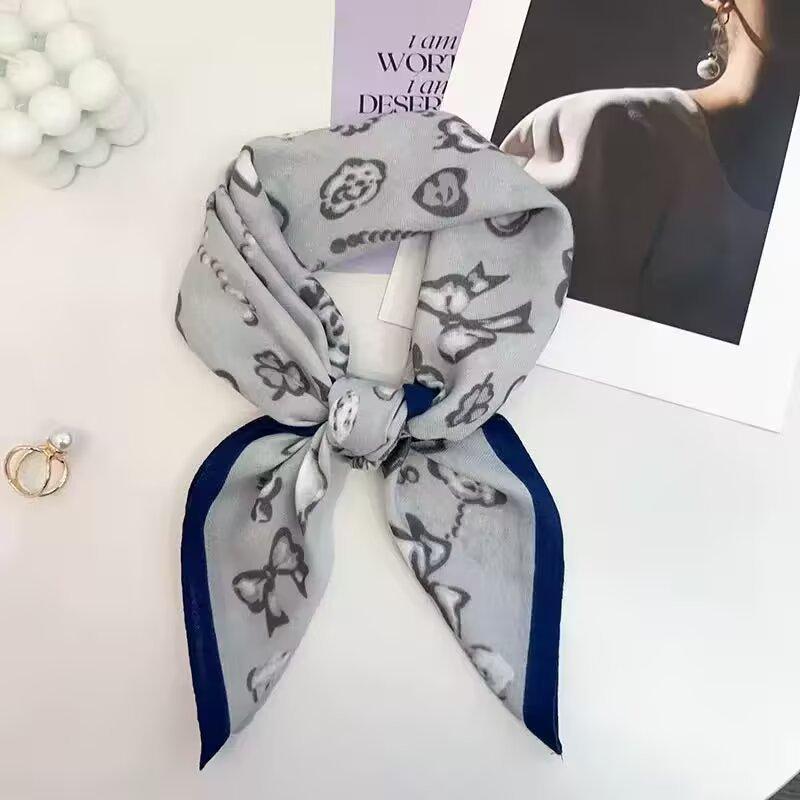 New French bow retro velvet herringbone pattern small square scarf temperament silk scarf versatile neck protection scarf scarf women