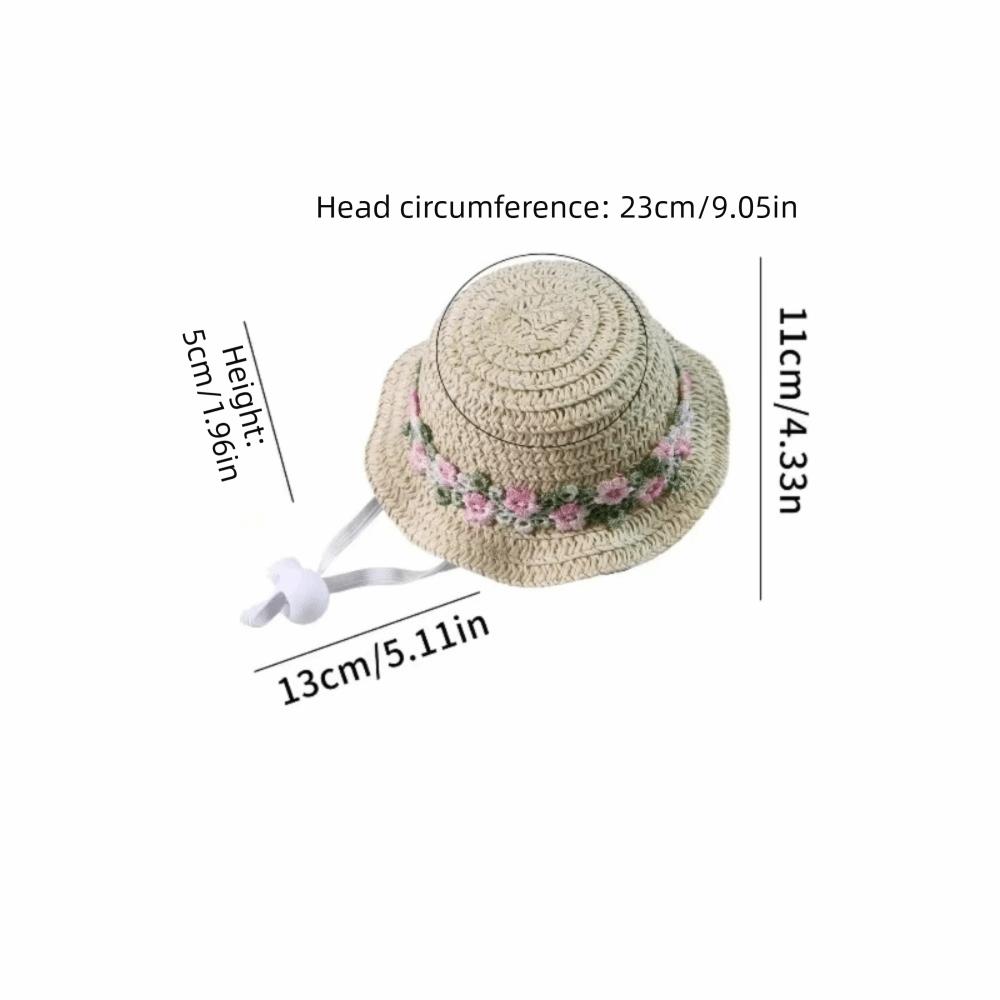 Breathable Pet Sun Hat Lightweight Pet Straw Hat Pet Supplies Dogs Embroidered Straw Hat  Pet