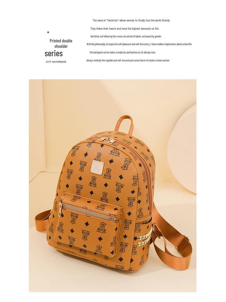 Autumn 2025 Women's Niche Leather Double Shoulder Backpack - High-End, Large Capacity for College Students