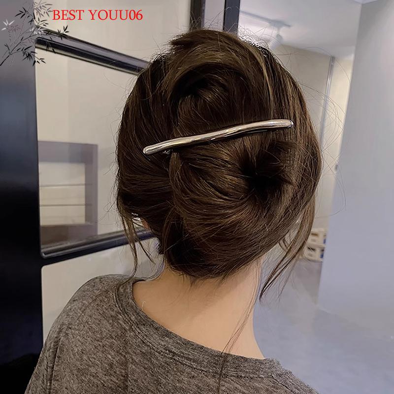 Hot 11cm Hairpin Women Metal Golden Strip Long Barrettes Hair Clips Vintage Hairpins Automatic Smooth Spring Clip Hairgrip