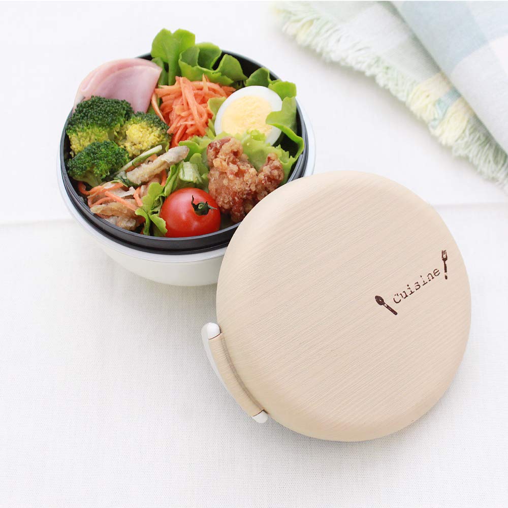padou Design Wood Grain Lunch Bowl Large Microwave and Dishwasher Safe Bottom [cuisine] (BR) Capacity, (Top Rack 280ml, Rack 420ml, Total 700ml)