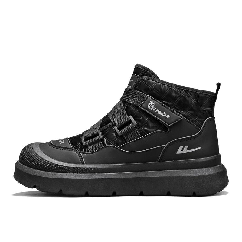 Warrior Fleece Lined Cotton Casual Trendy Daily Commuting Simple Versatile Snow Boots Men boots Black WBN(JS)-328603