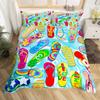 Bunte Flip-Flops Bettwäsche-Sets für Teenager Kinder Leichte Tagesdecke mit 2 Kissenbezügen Strandurlaub Bettwäsche-Set Ohne Bettdecke