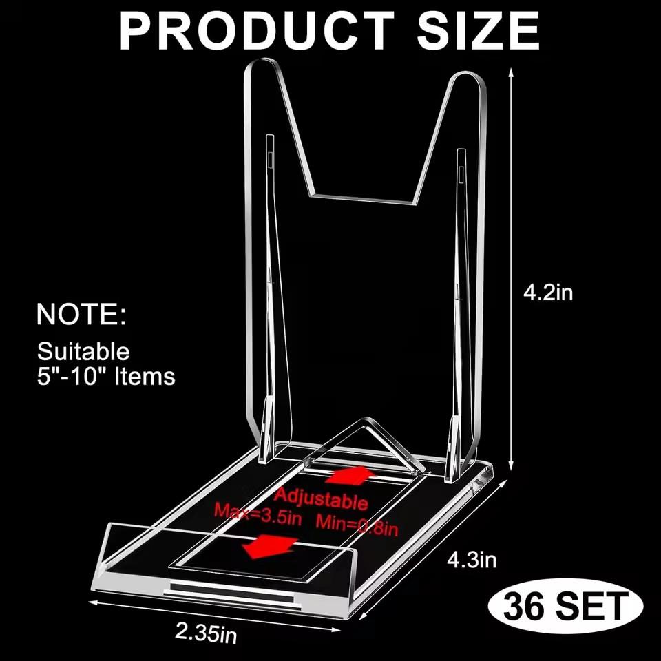 Transparent Display Plate Stand Clear Acrylic Display Stands Small Adjustable Book Purse Badge Shell Wedding Card Holder Tablet