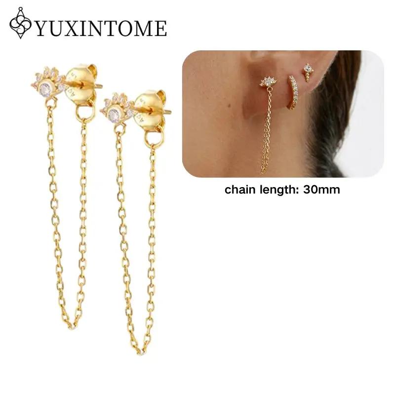 Dames 925 Zilveren Oorstekers Kristal Zirconia Waterdruppels Stud Hoops Goud Huggie Oorbellen Premium Luxe Feest Sieraden