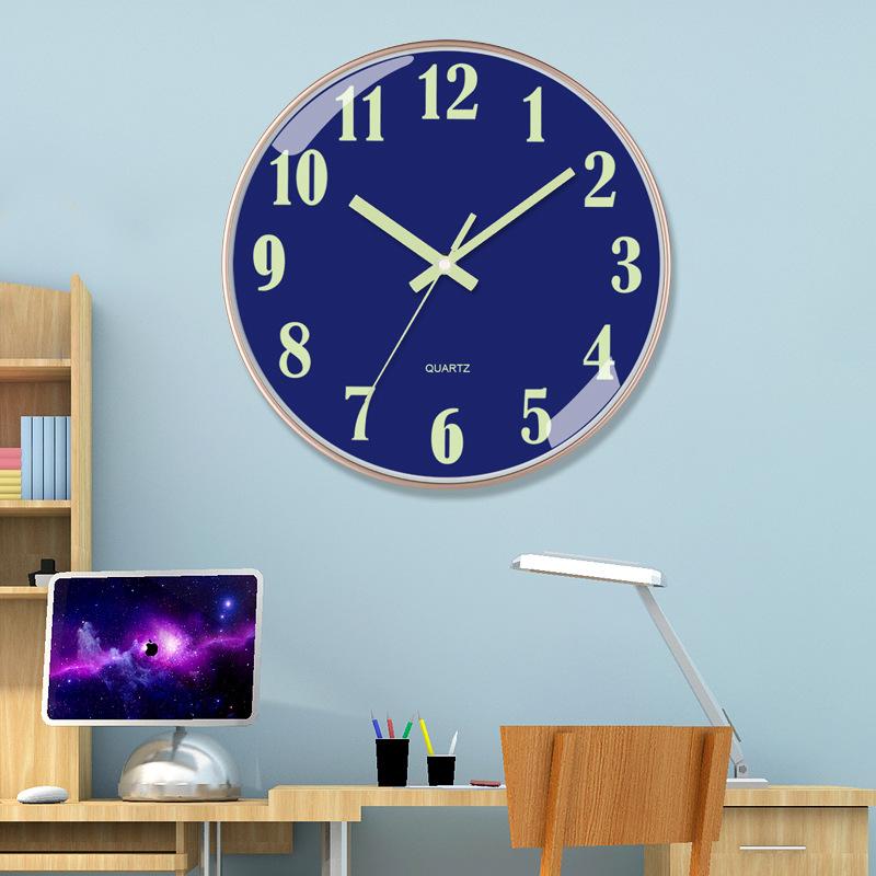 12 Inch 30cm Luminous Plastic Silent Wall Clock Creative Bedroom Living Room Simple Luminous Quartz Clock