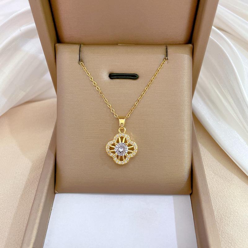 Micro-Setting Temperament Light Luxury Full Of Diamonds Real Gold Exquisite Micro-Setting Necklace Women'S Fashion Trend Collarbone Chain