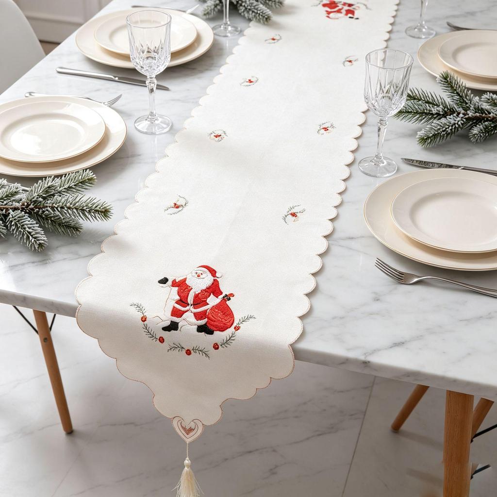 European Embroidery Faceless Old Man Table Runner - Christmas Decoration