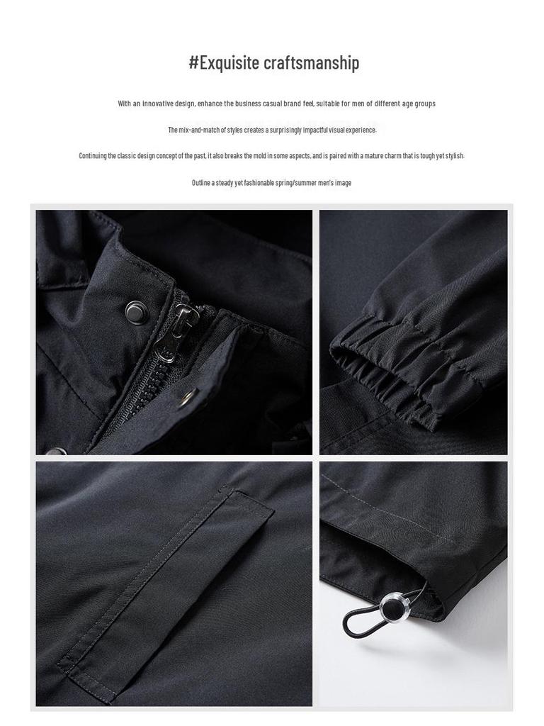 Men's Plus Size Windproof Waterproof Jacket - Lightweight, Versatile Long Sleeve for Spring and Autumn.