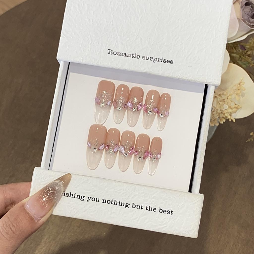 Ice-transparent Gradient Silver Crumb Thin Flash Peach Crumb Diamond High-end Powder Mist Holiday Patch Wear