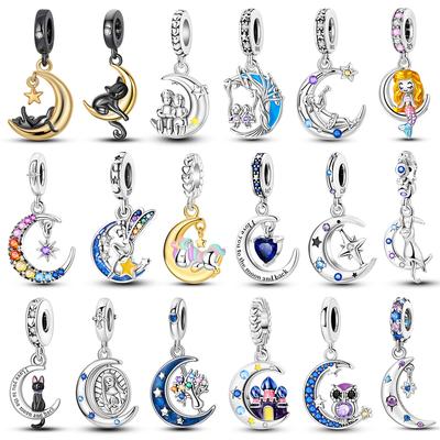 Kupfer Anhänger Mond Serie Perlen Passend für Original Armband Armreif Anhänger Hängend DIY Feiner Schmuck Geschenk für Frauen