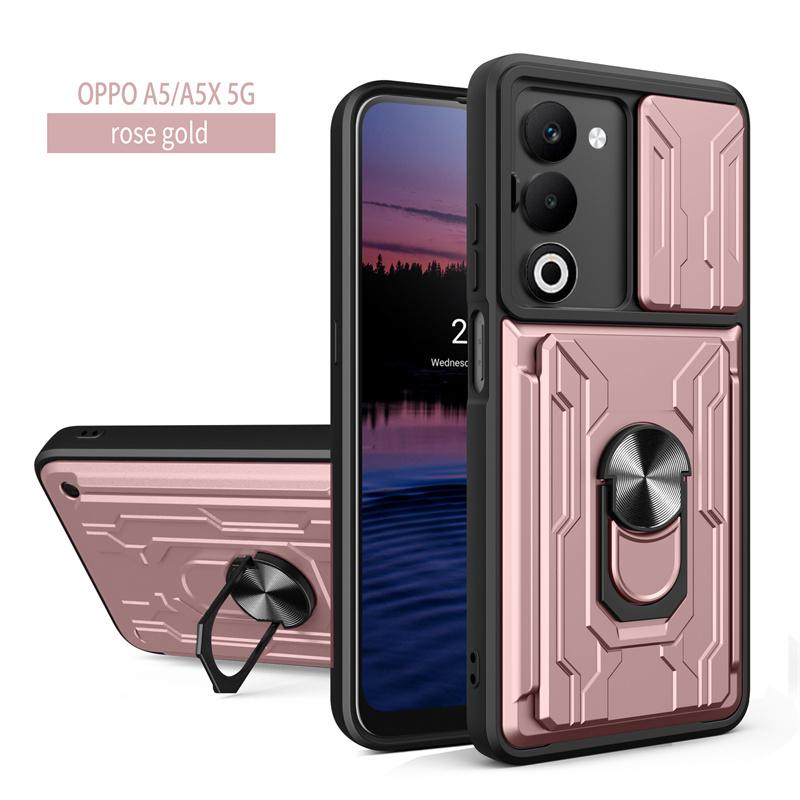 Funda Voor OPPO A5 4G 5G Hoesje Schokbestendig Pantser Kaarthouder Achterkant Voor Oppo A5x A 5x A5 X 4G 5G Schuiflens Beschermhoes OPPO A5 4G