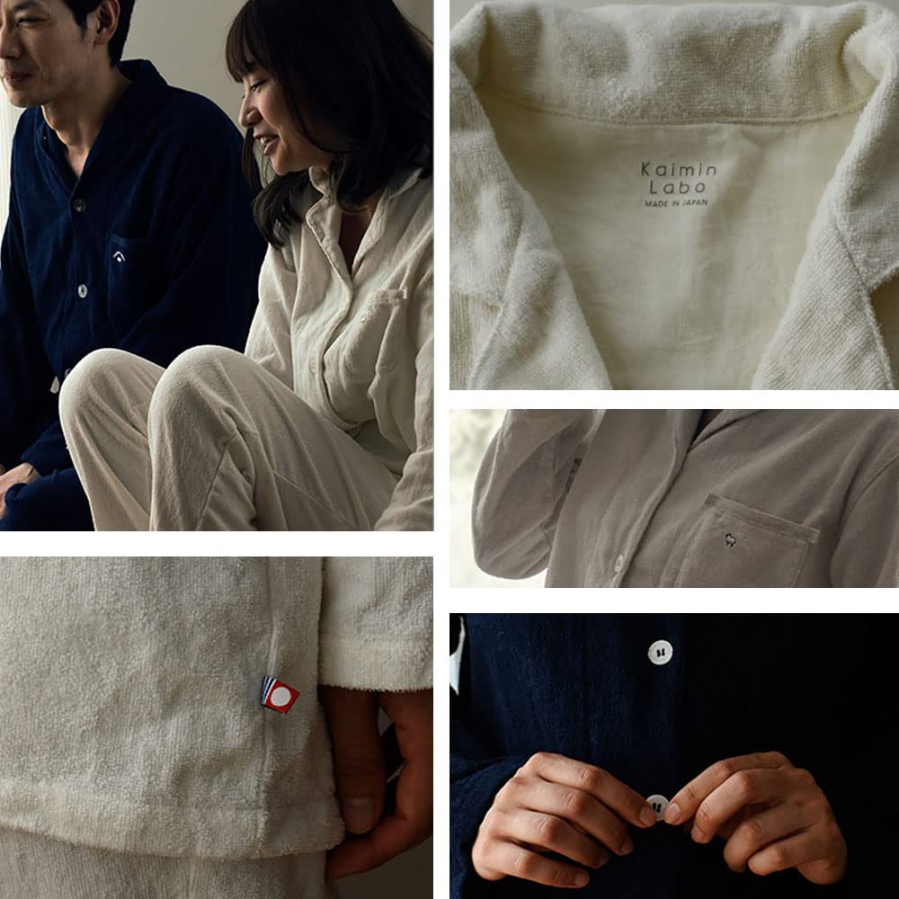 Pajamas Box Made with Imabari Kaimin Lab Yugata Long Sleeves and Size Solid Made in Certified by the Imabari Towel Certification Number Monori pile