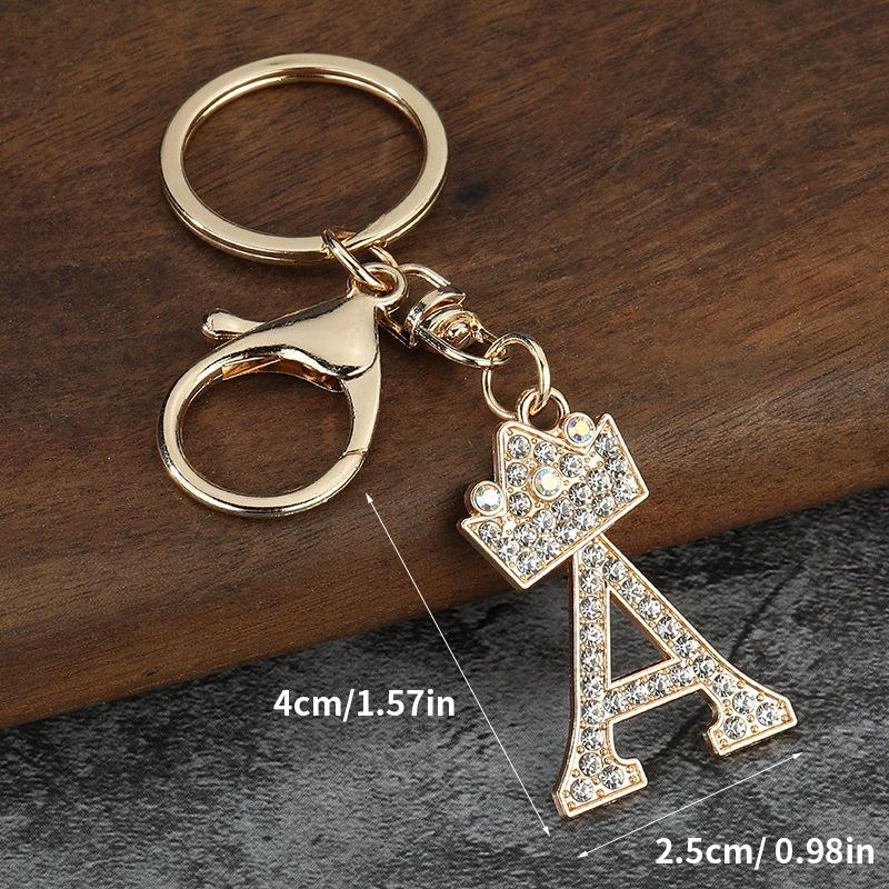 Unique Crown Crystal Rhinestones A-Z Letters Pendant Keychains For Men Women 26 Alphabet Car Key Ring Name Jewelry Keyrings Gift