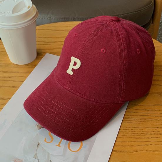 Unisex Embroidery P Letter Print Extended Brim Adjustable Baseball Hat Sunscreen Visor Sun Hat Fashion Accessories