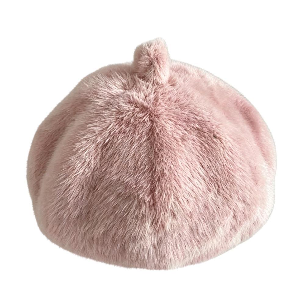 Thick Versatile Winter Warm Plush Beret Hat Fluffy Fur Ladies' Pumpkin Hat Mink Fur Imitation Hat