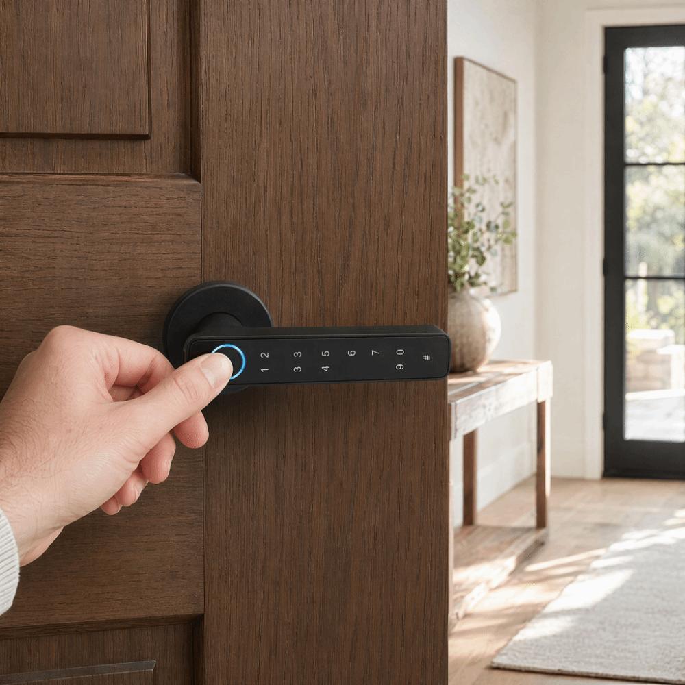 Bluetooth Electronic Digital Door Handles Remote Lock Biometric Door Lock Indoor Use