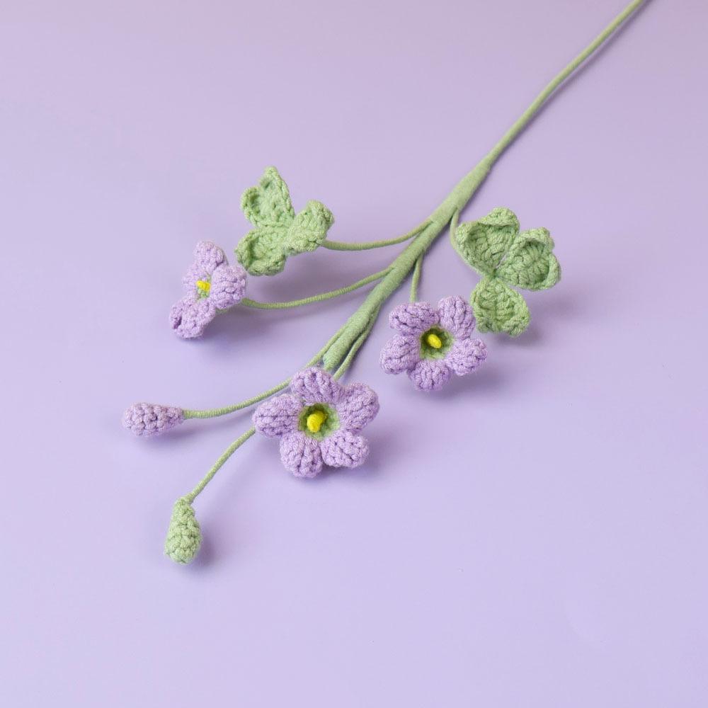 

Cute Oxalis Crochet Bouquet Lovely Knitted Flowers Creative Fake Flower with Bud Home Decor Gift фиолетовый