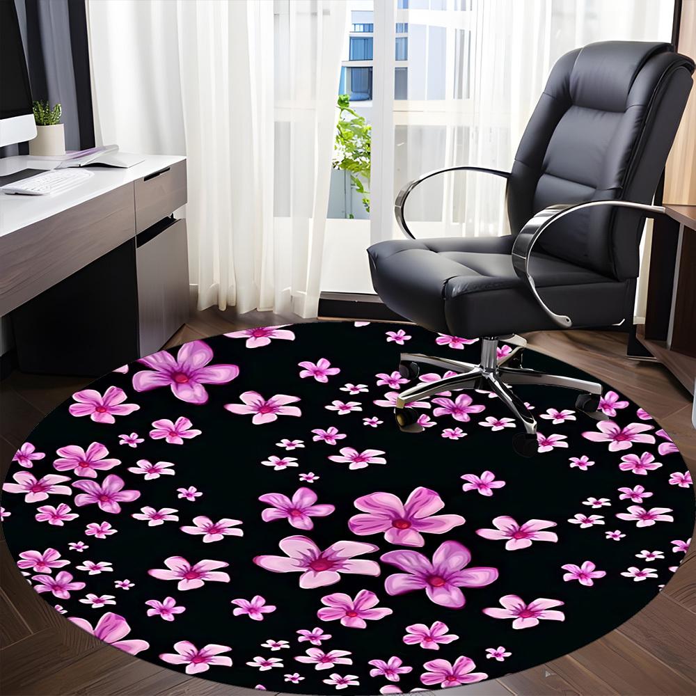 1pc Floral Pattern Office Round Rug, Carpet for Office, Gaming, Lightweight Round Floor Mat yy260208076
