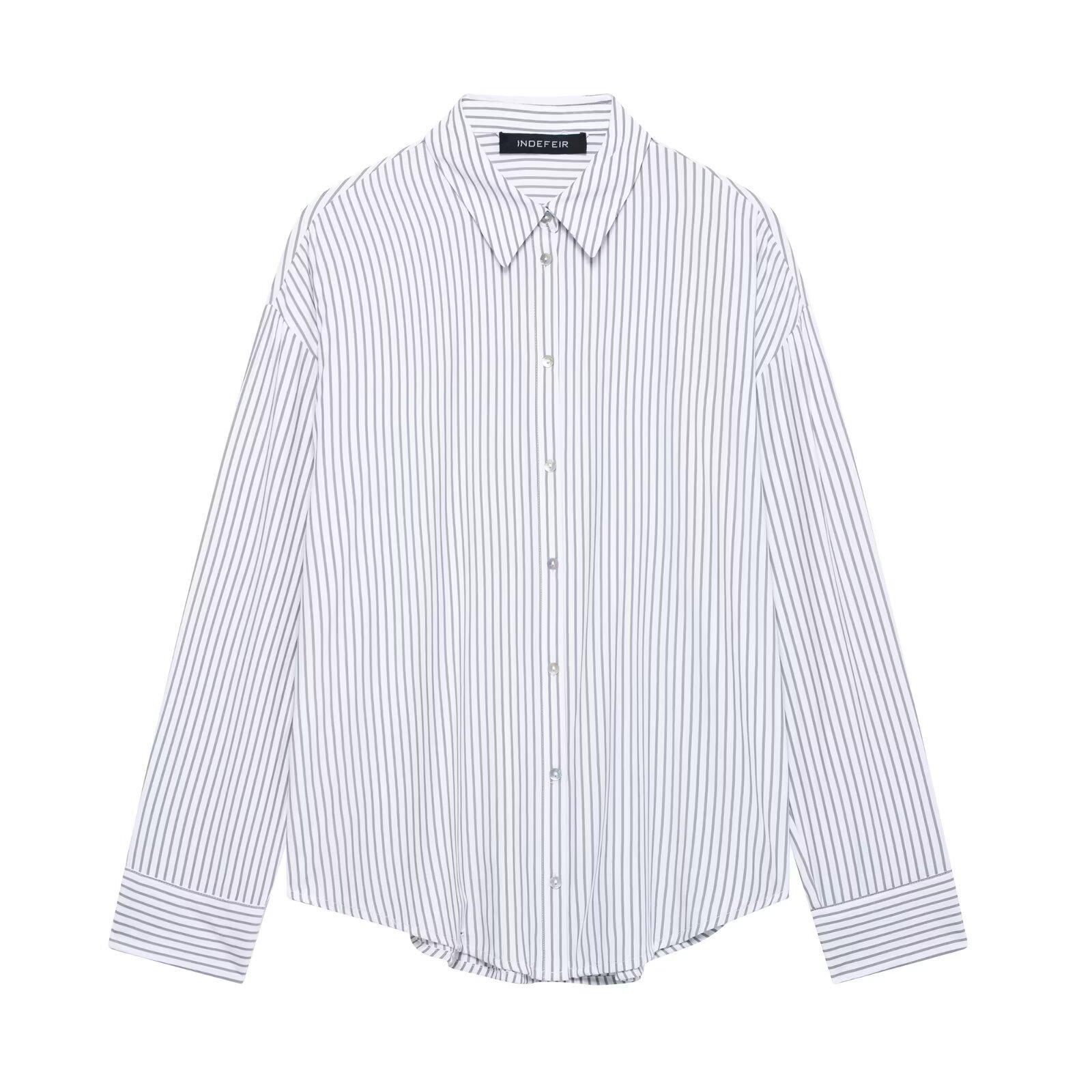 

Женская полосатая рубашка с длинным рукавом и отложным воротником TAOP&ZA - Коллекция Весна/Лето S