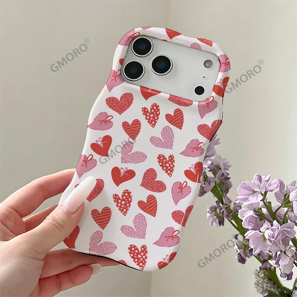 Pink polka dot love wave film 2-in-1 mobile phone case iPhone13 creative anti-drop protective case Apple 17