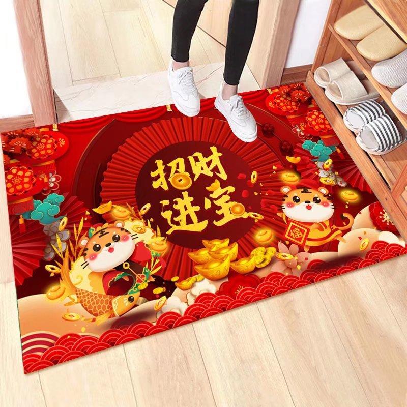 

Коврик Года Тигра для спальни, двери, туалета, нескользящий коврик, мультяшный тигр, впитывающий коврик для туалета 80x120cm