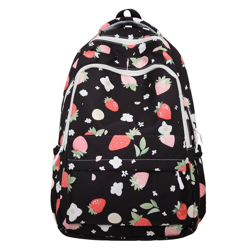 

Strawberry Schoolbag Travel and Leisure Backpack for Women, Large-capacity Printed Backpack for High School, Junior High School and College Students
