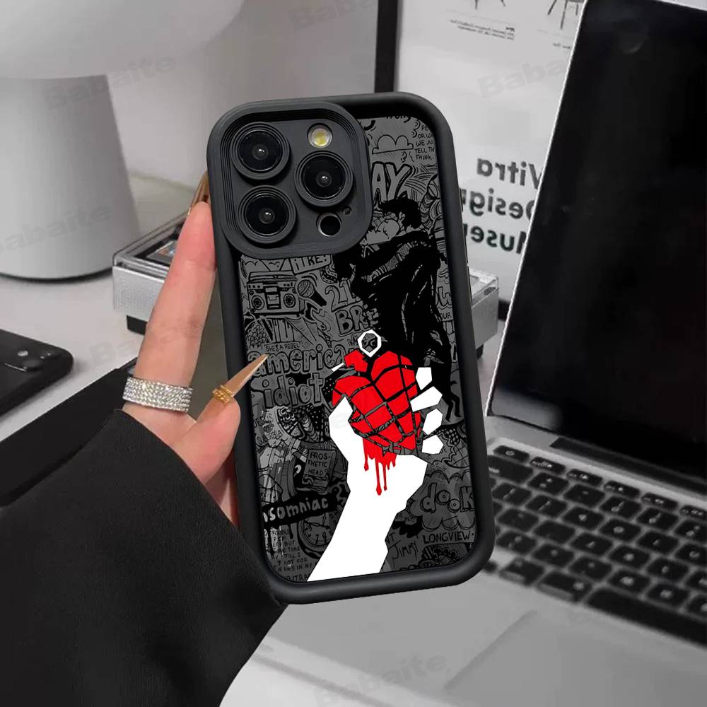 Rock Band G-Green Day Silicone Soft Phone Case For IPhone 17 16 15 14 Plus 13 12 Mini 11 Black Cover