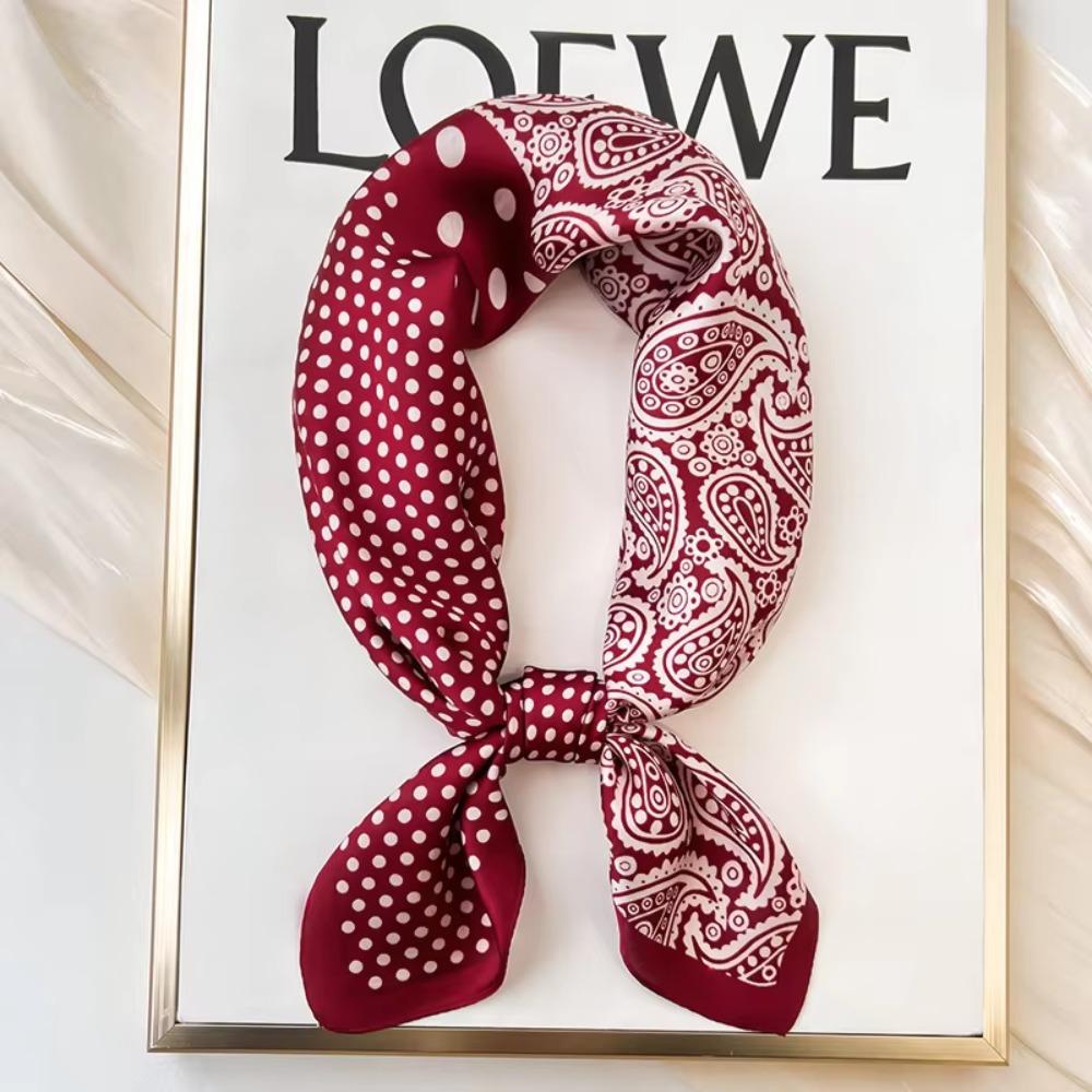 68Cm Polka Dot Cashew Printed Scarf For Women Spring Summer Thin Imitation Silk Scarf Trendy Versatile Shawl Headscarf  Hijab