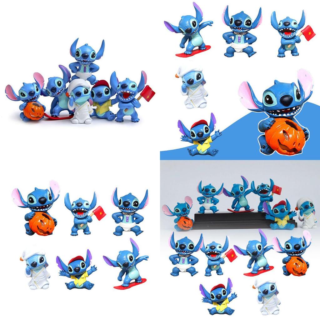 Conjunto Espetacular de 6 Peças de Enfeites de Carro de Halloween do Stitch Para Festas Infantis