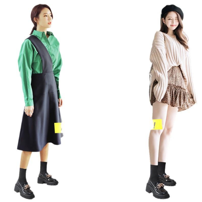 Thick-soled small leather shoes women's Martin boots 2025 loafers socks boots spring and autumn small size socks elastic boots fashion versatile