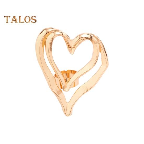 Big Love Ring Double-layered Exaggerated Style Hollow Heart Shape Solid Color Liquid Alloy Smooth Club Party Index Finger Ring Lady Jewelry