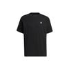 Letter Print Ribbed Crew Neck Short Sleeve T-Shirt Unisex Tops Black IB7647