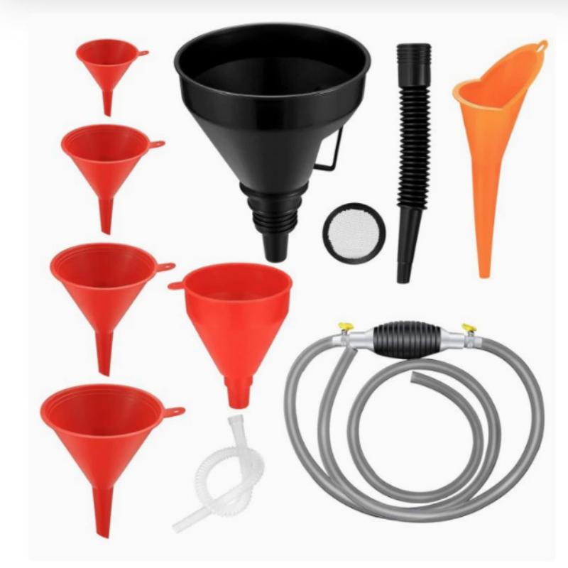 1 Set Kunststoff-Öltrichter Rechtwinkliger Trichter Auto Motorrad Mehrkalibriger Betankungstrichter-Kit Abnehmbare Düse Und Filter