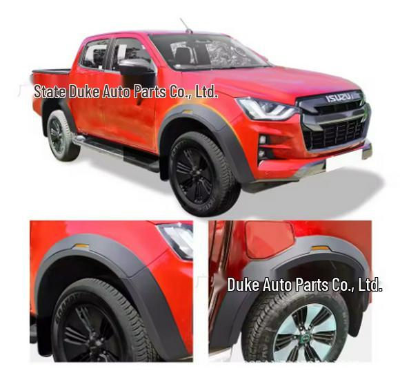 Fits 2022+ Isuzu D-MAX: Reflective Logo Fender Flares - Widened Wheel Arch Trim for Pickup Truck