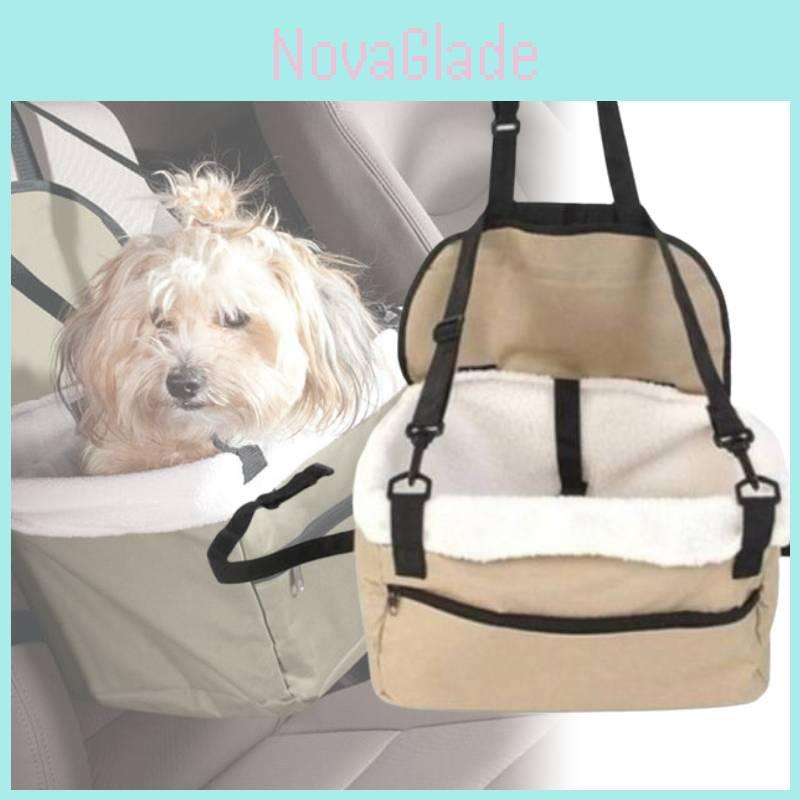 Durable Beige Dog Car Seat Carrier Breathable Pet Travel Bag For Safe Journeys