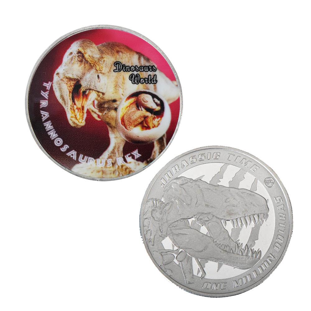 Moneda Conmemorativa Moneda de Dinosaurio Set Completo, Viene con Bolsa de Terciopelo, Insignia Metálica Colección Regalo Insignia Conmemorativa Regalo