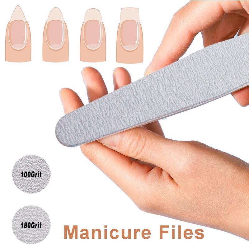 New Nail File Bufer 100/180 Grit Half Moon Nails Files Sanding Grinding Double Side Sandpaper Nail Manicure Tool ZJC04