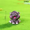 2Pcs Desktop Decoration  Simulated Pigmy Hippopotamus Eye-Catching Action Figure Trendy Ornament Cute Figurine
