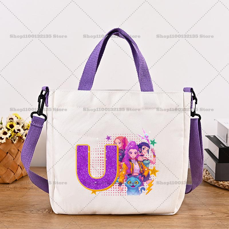26letters Korean Pop Demon Hunters Women Canvas Shoulder Pouch Girls Tote Pouch Handbag Trendy Crossbody Pouch Latest Pink Presents 2026
