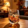Kreativer Getränkebecher Halloween Geist Whiskeyglas, Schwarze Katze Spinnennetz Totenkopf Tumbler für Neuartige Form Glas Cocktail, 350ml Gruseliges Trinkgeschirr Zuhause