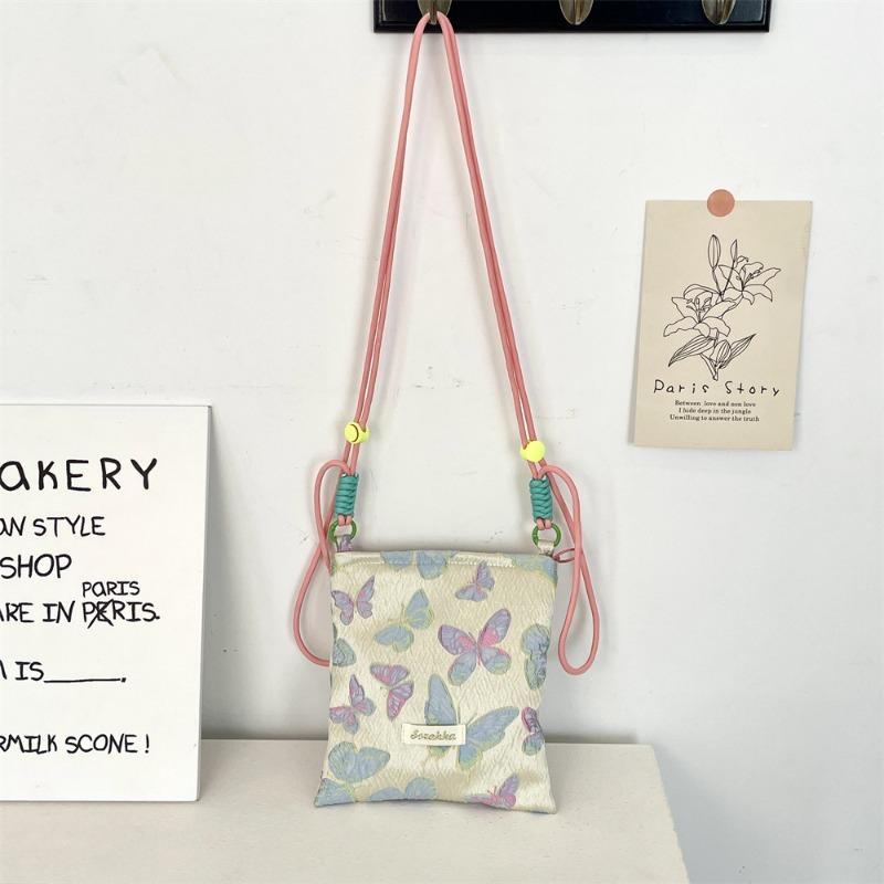 Spring and Summer New Colorful Butterfly Mobile Phone Bag Sundries Storage Shoulder Messenger Bag Sweet Adjustable Small Bag