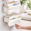 Magnetic Wall-Mounted Tissue Box: Punch-Free Wet Wipe Storage Holder for Kitchens & Refrigerators, Upside Down Pull-Out Design.