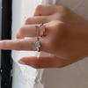 Japanese Korean Daily Commute Flower Leaf Adjustable Butterfly Ring - Women's Retro Light Luxury Fashion Accessory
