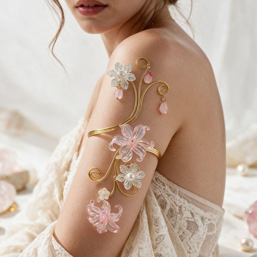 Vintage Arm Cuff Floral Open Arm Bangle Exquisite Arm Ring  Party