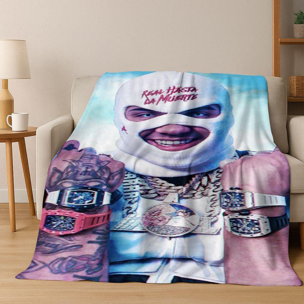 Anuel gratuito AA Rapper Hip Hop Cantante Stella Coperta di flanella Coperta morbida e calda per camera da letto Soggiorno Letto Campeggio